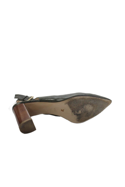 M Gemi Womens Leather Pointed Toe Slingbacks Pumps Green Size 36.5 6.5