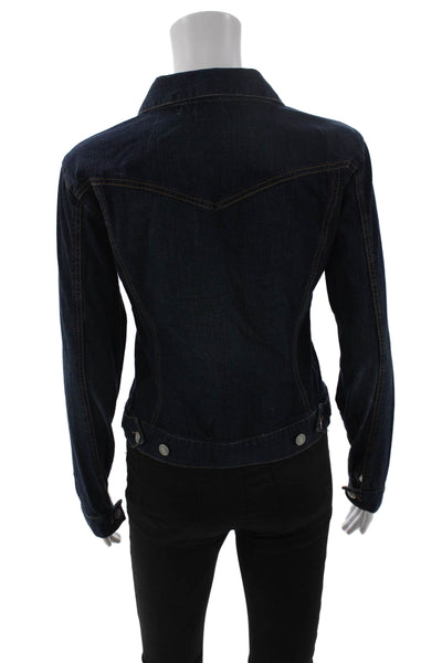 Karen Kane Womens Jacket Dark Blue Collared Button Cotton Blend Size S