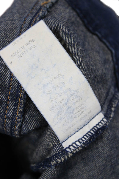 Karen Kane Womens Jacket Dark Blue Collared Button Cotton Blend Size S
