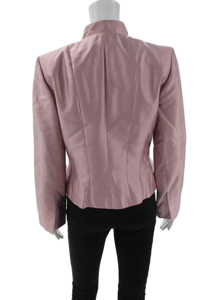Kay Unger Womens Pink Classic Blazer Button Mock Neck Long Sleeve Size 8