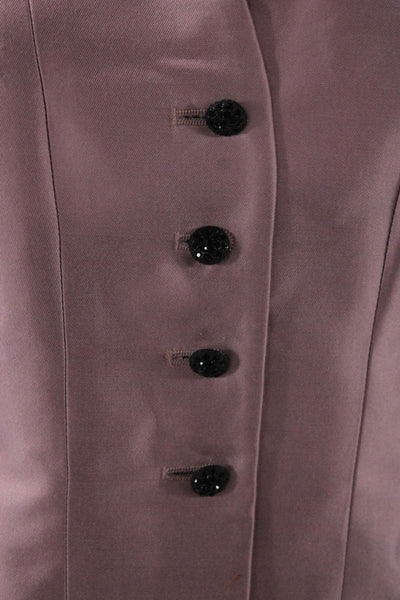 Kay Unger Womens Pink Classic Blazer Button Mock Neck Long Sleeve Size 8