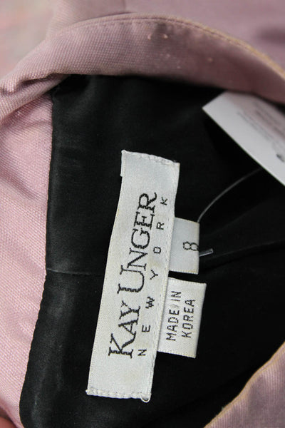 Kay Unger Womens Pink Classic Blazer Button Mock Neck Long Sleeve Size 8