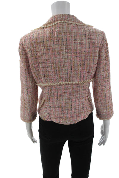 Kay Unger Women Pink Wool Collared Button 3/4 Sleeve Blazer Designer Size 6