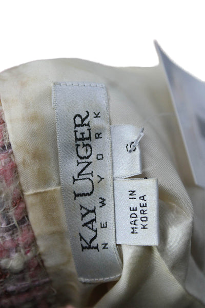 Kay Unger Women Pink Wool Collared Button 3/4 Sleeve Blazer Designer Size 6