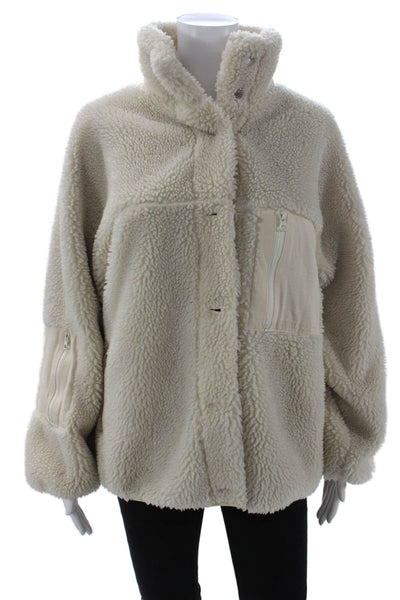 Sandy Liang Womens Beige High Neck Snap Long Sleeve Jacket Size XS