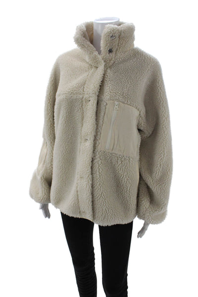 Sandy Liang Womens Beige High Neck Snap Long Sleeve Jacket Size XS