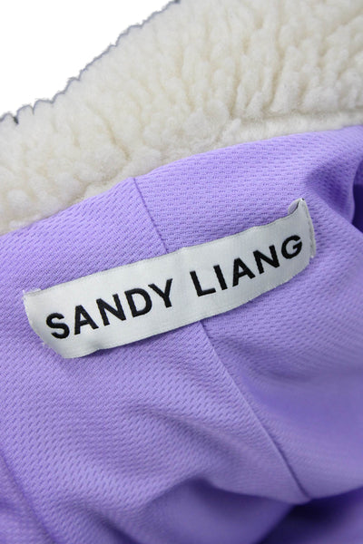 Sandy Liang Womens Beige High Neck Snap Long Sleeve Jacket Size XS