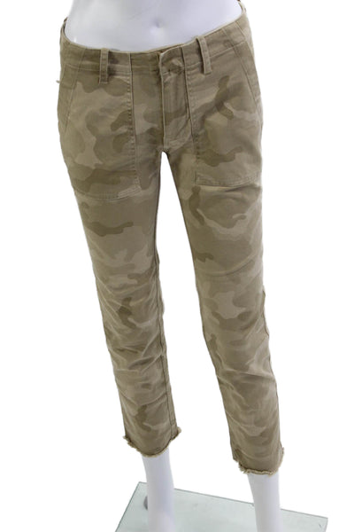 Nili Lotan Womens Cargo Cropped Ankle Camouflage Beige Pants Button Size 00