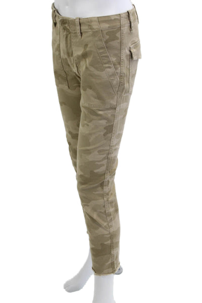 Nili Lotan Womens Cargo Cropped Ankle Camouflage Beige Pants Button Size 00