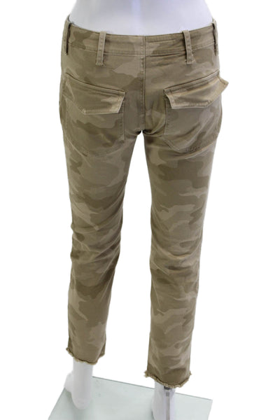 Nili Lotan Womens Cargo Cropped Ankle Camouflage Beige Pants Button Size 00