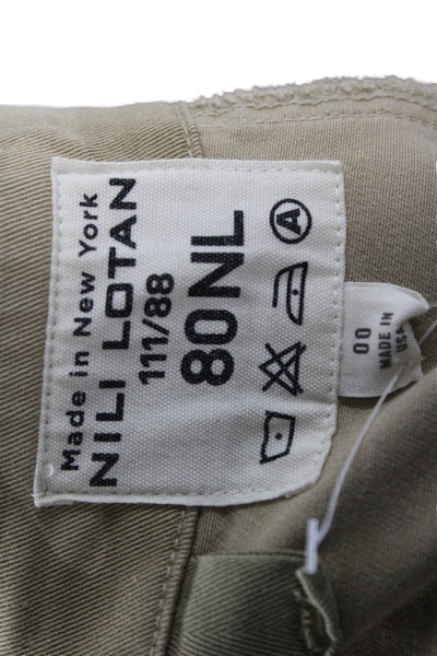 Nili Lotan Womens Cargo Cropped Ankle Camouflage Beige Pants Button Size 00