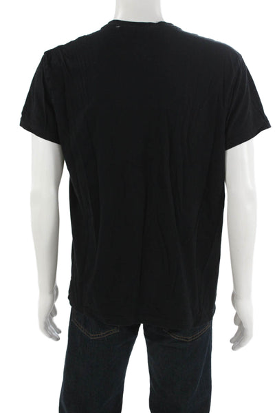 Polo Ralph Lauren Mens Black V Neck Cotton T Shirt Short Sleeve Designer Size L