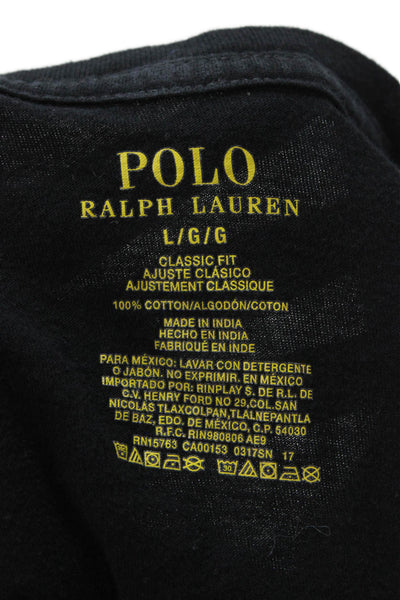 Polo Ralph Lauren Mens Black V Neck Cotton T Shirt Short Sleeve Designer Size L
