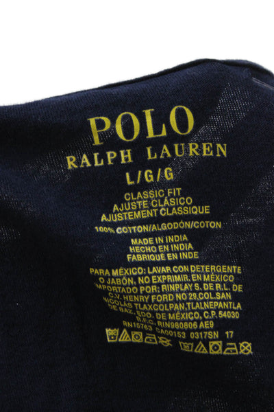 Polo Ralph Lauren Mens Dark Blue V-Neck Short Sleeve Cotton T-Shirt Size L