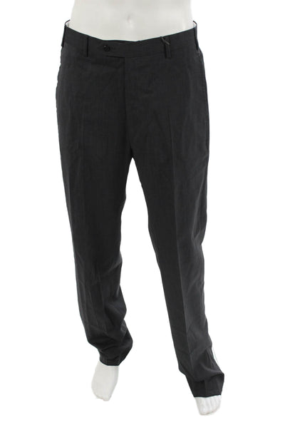 Zanella Mens Dark Gray Wool Dress Pants Button Closure Size 34