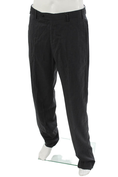 Zanella Mens Dark Gray Wool Dress Pants Button Closure Size 34