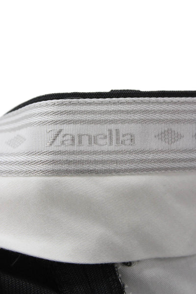 Zanella Mens Dark Gray Wool Dress Pants Button Closure Size 34