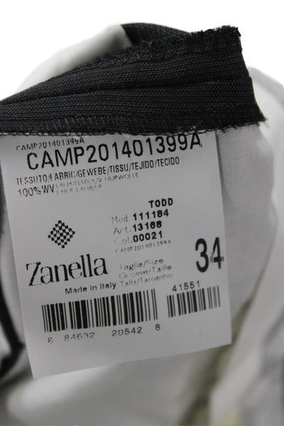 Zanella Mens Dark Gray Wool Dress Pants Button Closure Size 34
