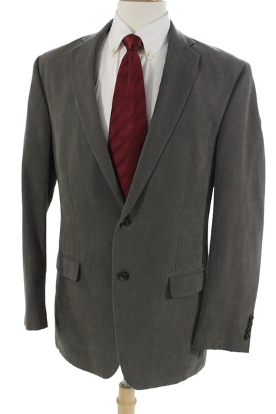 Lauren Ralph Lauren Mens Gray Wool Collared Suit Jacket Button Size 40