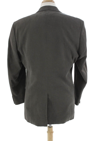 Lauren Ralph Lauren Mens Gray Wool Collared Suit Jacket Button Size 40