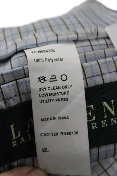 Lauren Ralph Lauren Mens Gray Wool Collared Suit Jacket Button Size 40