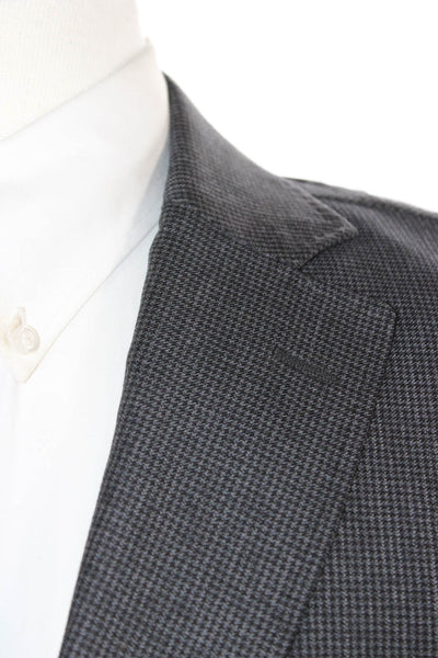 Massimo Dutti Mens Dark Gray Checked Collared Button Classic Blazer Size 40