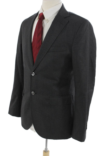 Massimo Dutti Mens Dark Gray Checked Collared Button Classic Blazer Size 40