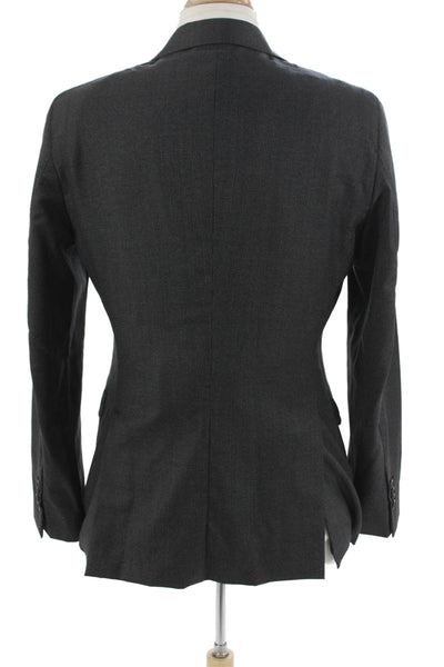 Massimo Dutti Mens Dark Gray Checked Collared Button Classic Blazer Size 40