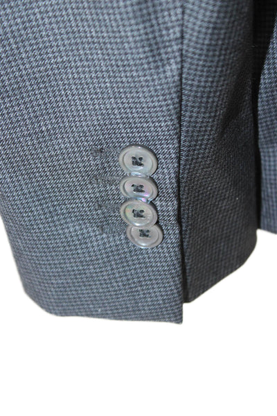 Massimo Dutti Mens Dark Gray Checked Collared Button Classic Blazer Size 40