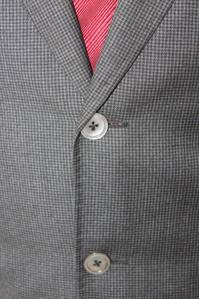 Massimo Dutti Mens Dark Gray Checked Collared Button Classic Blazer Size 40
