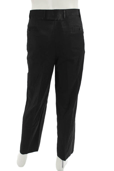 Canali Mens Dress Pants Black Cotton Blend Button Closure Size 50
