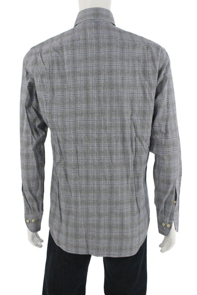 Stenstroms Womens Cotton Collared Long Sleeve Button Down Shirt Gray Size 39