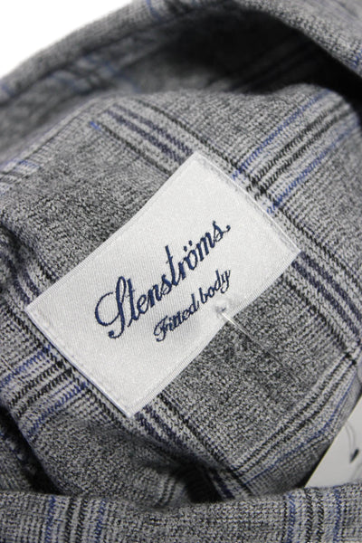 Stenstroms Womens Cotton Collared Long Sleeve Button Down Shirt Gray Size 39