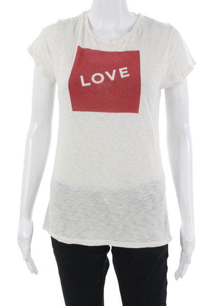 Sundry Womens Basic Jersey Graphic Love Crewneck Tshirt 100% Pima Cotton Size 1