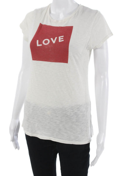 Sundry Womens Basic Jersey Graphic Love Crewneck Tshirt 100% Pima Cotton Size 1