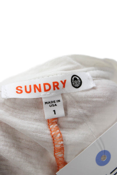 Sundry Womens Basic Jersey Graphic Love Crewneck Tshirt 100% Pima Cotton Size 1
