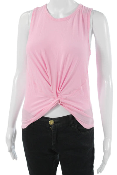 Lululemon Womens Pink Sleeveless Round Neck Tank Solid Cotton Lycra Size 4