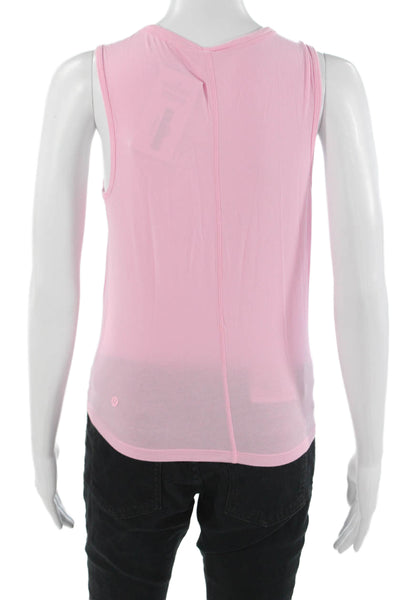Lululemon Womens Pink Sleeveless Round Neck Tank Solid Cotton Lycra Size 4