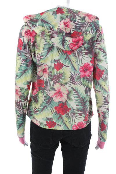 SOL ANGELES Womens Pullover Hoodie Floral Green Long Sleeve Size XS