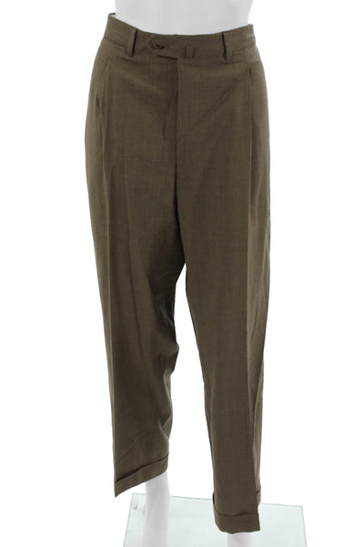 Ermenegildo Zegna Men Dress Pants Brown 98% Cotton 2% Lycra Size 54