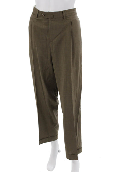 Ermenegildo Zegna Men Dress Pants Brown 98% Cotton 2% Lycra Size 54