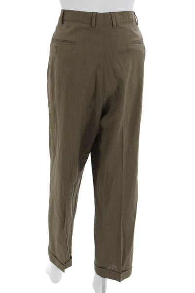 Ermenegildo Zegna Men Dress Pants Brown 98% Cotton 2% Lycra Size 54