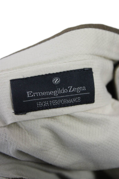Ermenegildo Zegna Men Dress Pants Brown 98% Cotton 2% Lycra Size 54