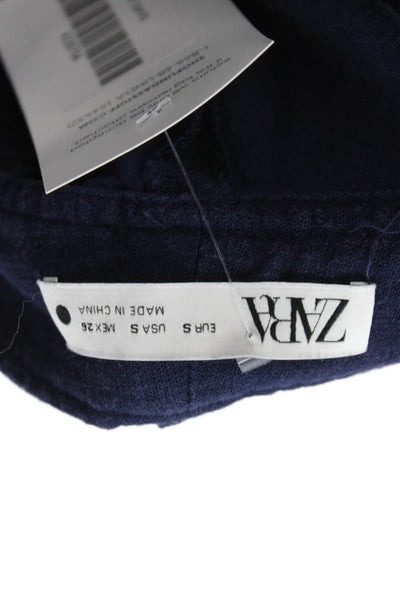 Zara Womens Cropped Aztec Dark Blue Pants Size S