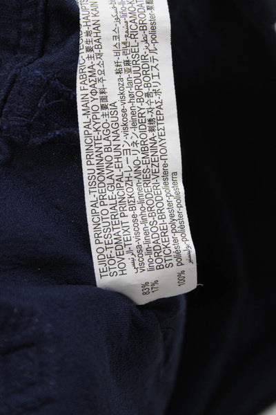 Zara Womens Cropped Aztec Dark Blue Pants Size S