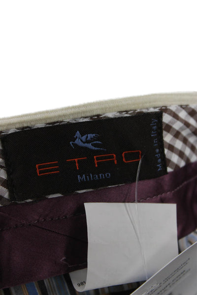 Etro Milano Men Beige Dress Pants Cotton Lycra Size 52