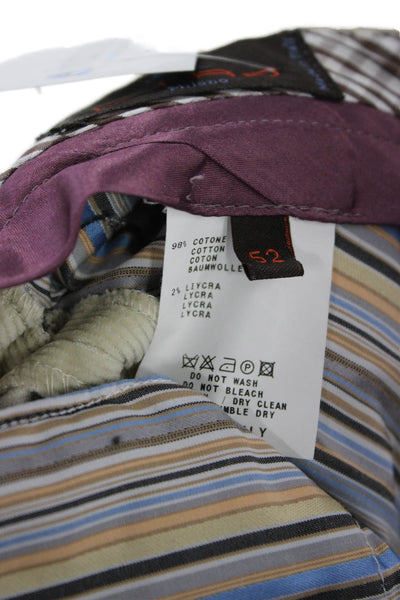 Etro Milano Men Beige Dress Pants Cotton Lycra Size 52