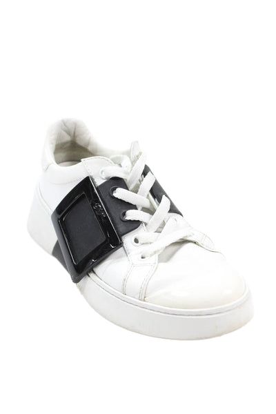 Roger Vivier Womens Leather Chunky Buckle Detail Sneakers White Size 5