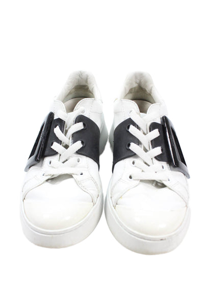 Roger Vivier Womens Leather Chunky Buckle Detail Sneakers White Size 5