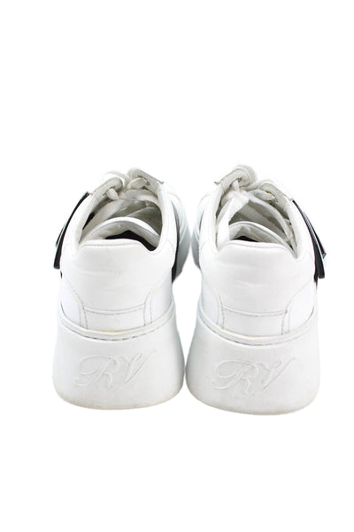 Roger Vivier Womens Leather Chunky Buckle Detail Sneakers White Size 5